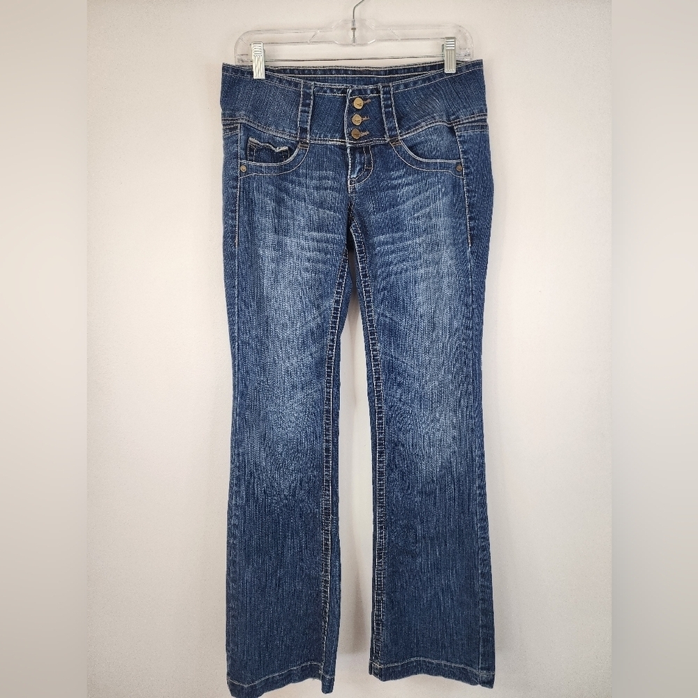 Industrial Cotton Y2K Low Rise Bootcut Jeans 3 Button Waist Size 9